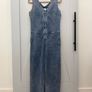 Denim Zip-Front Jumpsuit - Blue
